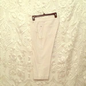 Adorable white Capris with embellished cuffs.